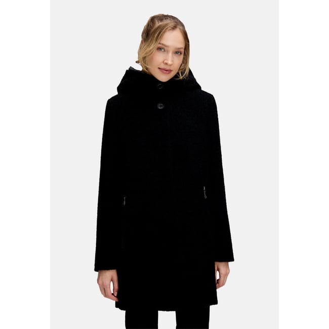 Veste en laine à capuche noir <span itemprop=