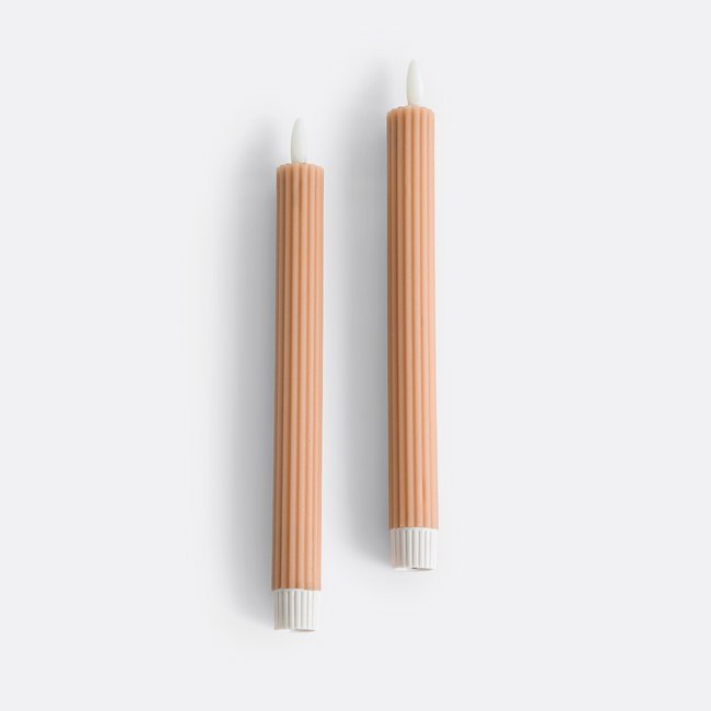 Lot de 2 bougies LED striées en cire, Caspar rose LA REDOUTE INTERIEURS