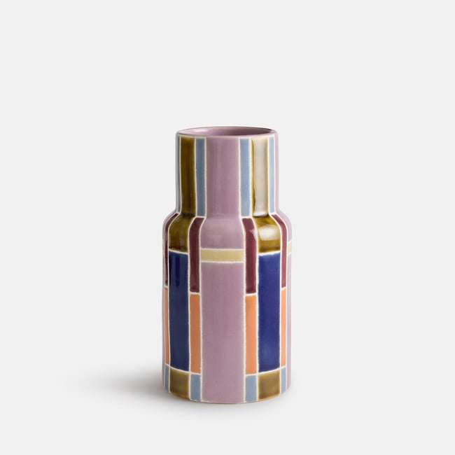 Vase en faïence, peint à la main, hauteur 23 cm, SEKMO Couleur multicolore <span itemprop=