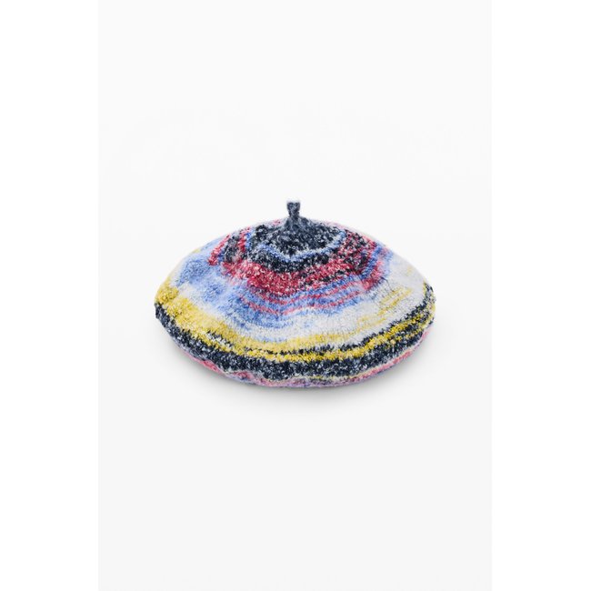Bonnet en maille multicolore beige <span itemprop=