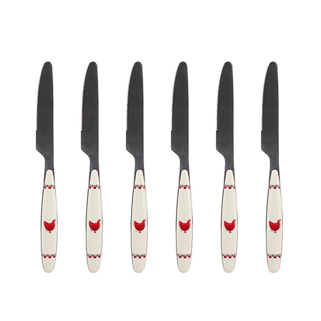 Lot de 6 couteaux 23cm, GALLINA Couleur beige-inox <span itemprop=