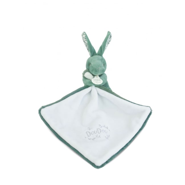 Doudou lapin mouchoir 10 cm Vert sauge - DOUDOU ET COMPAGNIE