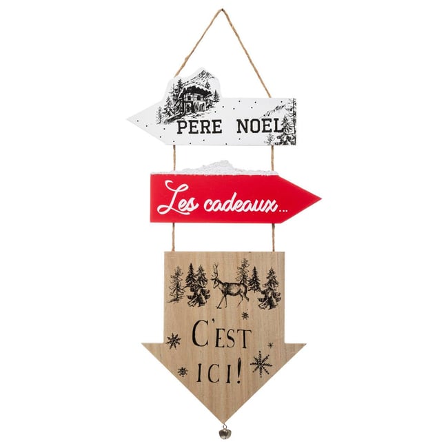 Pancarte Bois 3 Flèches H 51 cm Couleur multicolore <span itemprop=