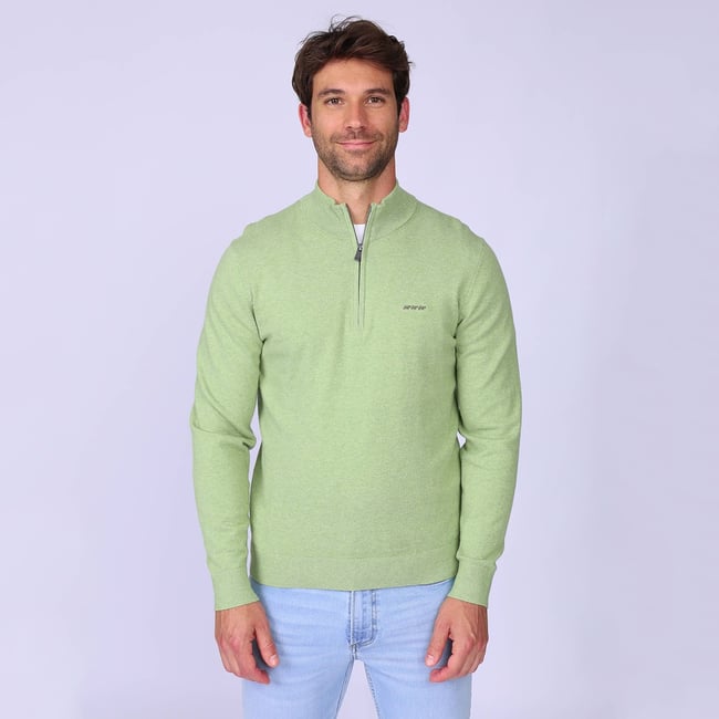 Pull col camionneur vert clair <span itemprop=