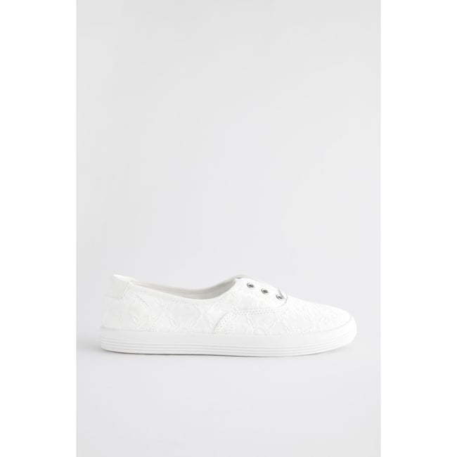 Baskets en toile sans lacets blanc <span itemprop=