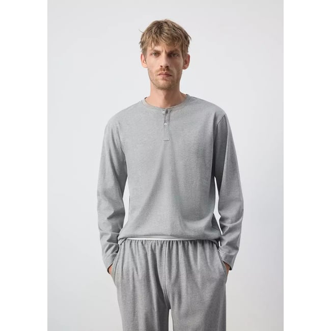 Lot pyjama long en coton gris <span itemprop=