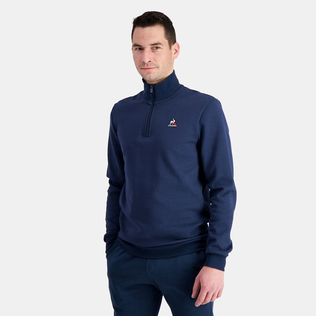 Sweat demi-zippé col montant Essentiel bleu marine <span itemprop=