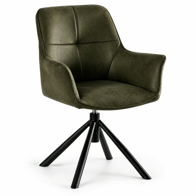 Fauteuil pivotant contemporain microfibre kaki (lot de 2) IENA Couleur kaki <span itemprop=