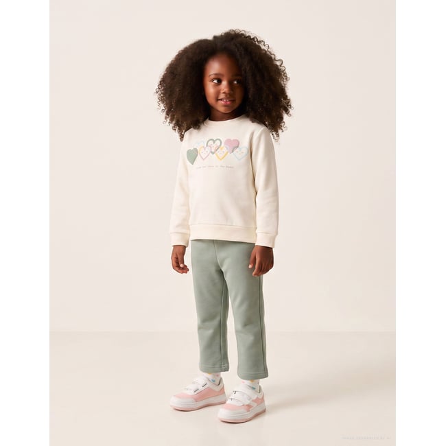 Ensemble de jogging en coton peigné avec imprimé cœur blanc <span itemprop=