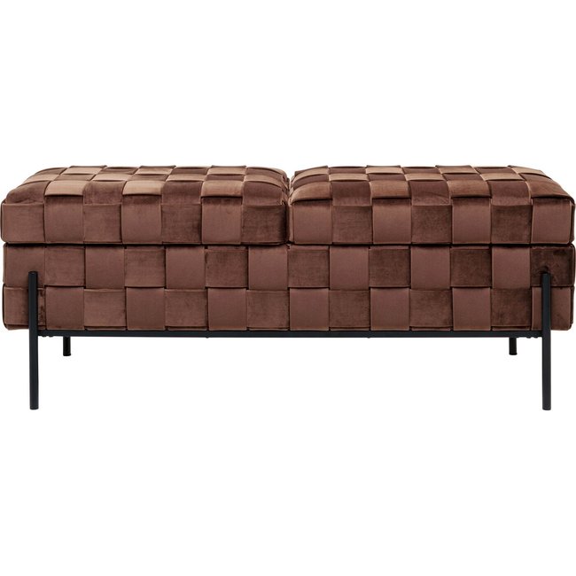 Banc-coffre en velours, WEAVE Couleur marron <span itemprop=