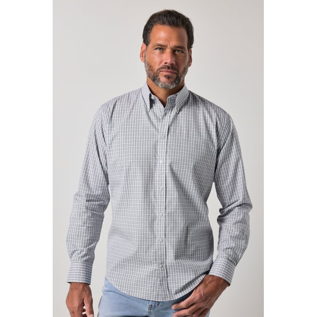 Chemise à carreaux gris pierre <span itemprop=