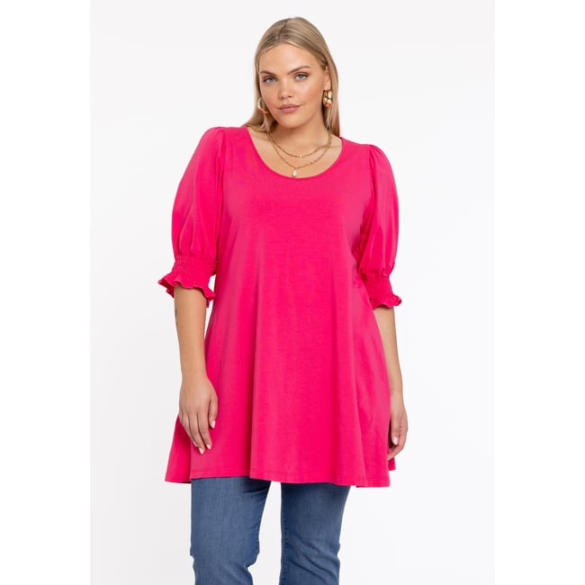 Tunique avec manches bouffantes rose <span itemprop=
