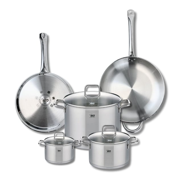 Batterie 2 poêles 28/32cm + 3 faitouts 14/20/26cm PROFI CITRIN inox <span itemprop=
