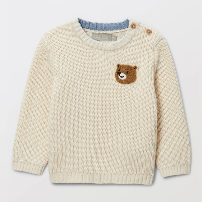 Pull avec patch en coton naturel <span itemprop=