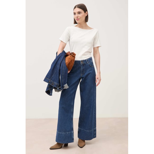 Jeans loose taille haute en coton denim used <span itemprop=