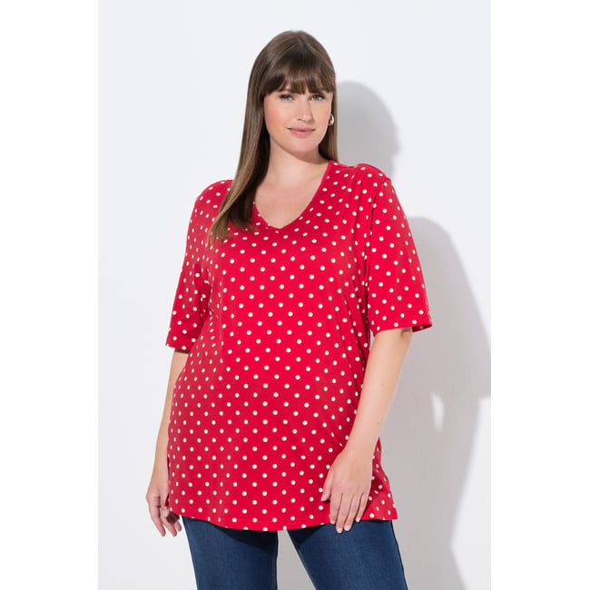 T-shirt à pois, coupe Relaxed Fit litchi <span itemprop=
