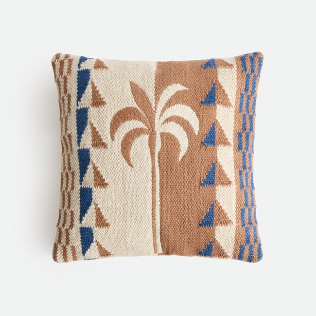 Funda de cojín de lana y yute, 45 x 45 cm, COBALI crudo/caramelo <span itemprop=