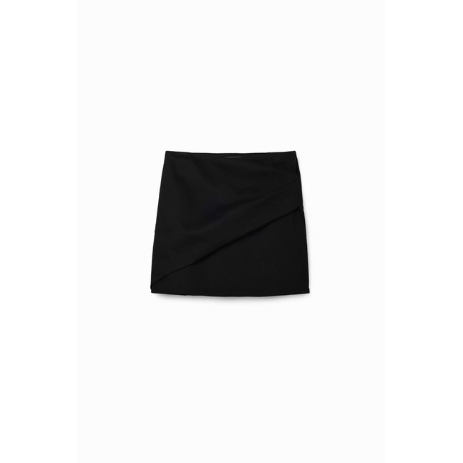 Mini-jupe croisée plis noir <span itemprop=