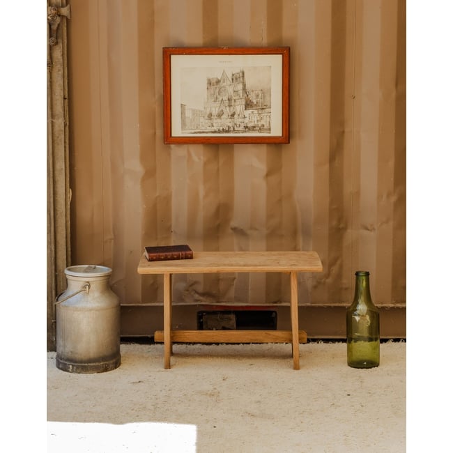 Petit banc en bois Antoine N°464 - Bon état Couleur bois clair <span itemprop=
