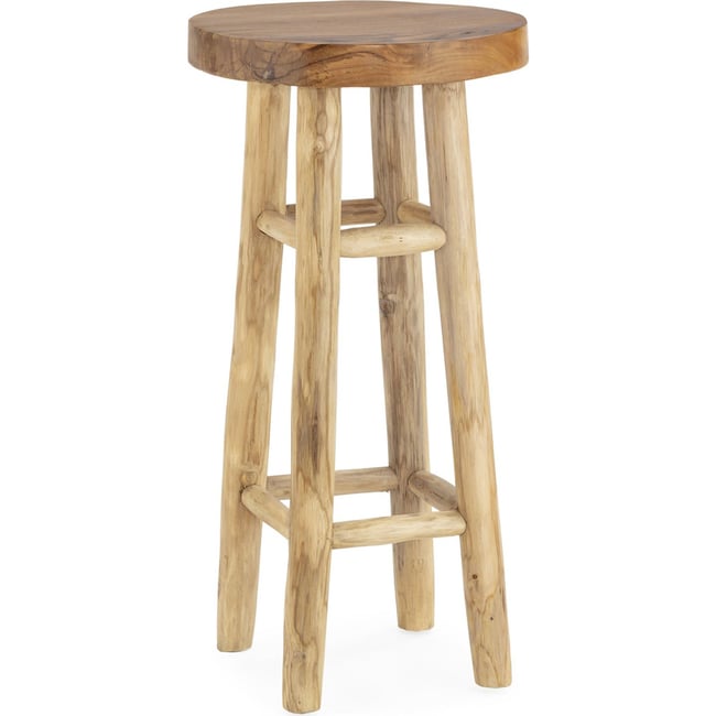 Tabouret haut de bar en teck massif Couleur naturel <span itemprop=