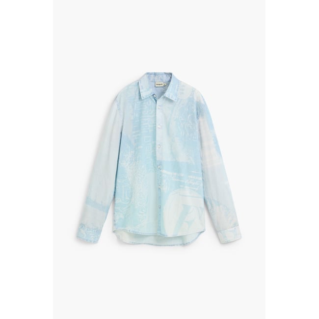 chemise à manches longues imprimée bleu <span itemprop=