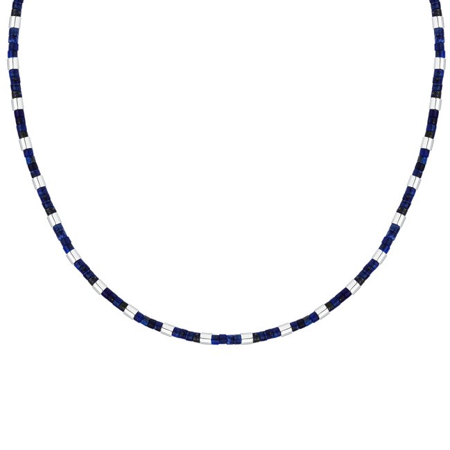 Collier en acier, cristaux, ipg PIETRE argent, bleu <span itemprop=