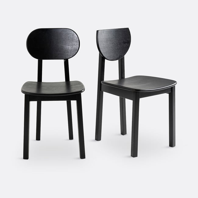 Lot de 2 chaises frêne, Tribal noir <span itemprop=