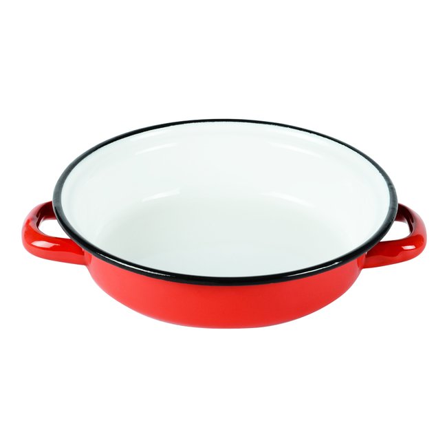 Plat à œuf émaillé 18 cm rouge <span itemprop=