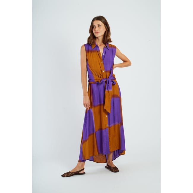 Robe longue imprimée MICHELLE violet <span itemprop=