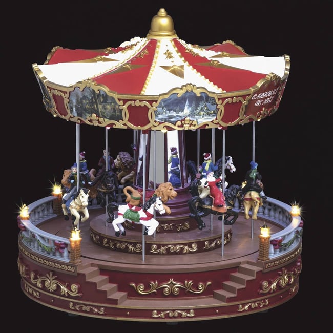Village lumineux grand carrousel musical à mouvement 52 LED Couleur multicolore <span itemprop=
