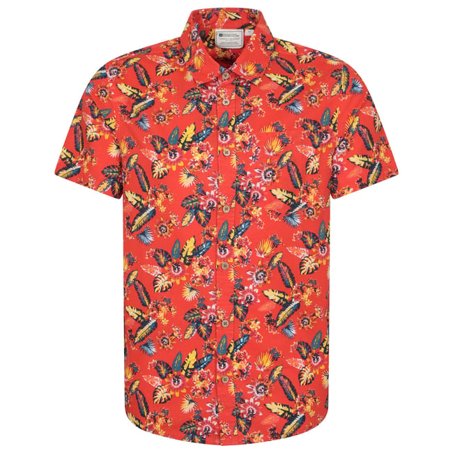 Chemise ample manches courtes motif/style feuilles tropicales TROPICAL orange <span itemprop=