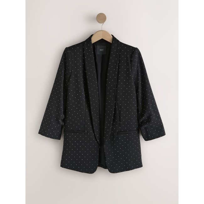 Blazer à manches froncées et clous noir <span itemprop=