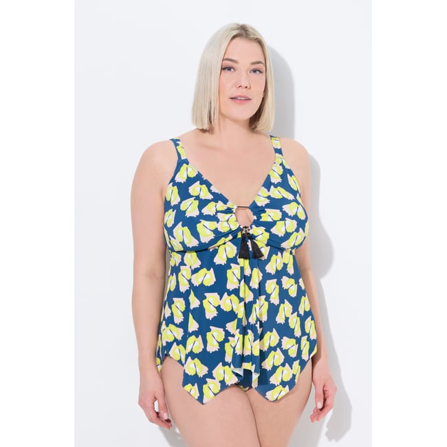 Tankini avec bonnets souples. Bretelles bleu capitaine <span itemprop=