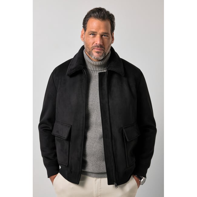 Blouson aviateur, imitation cuir vegan noir <span itemprop=