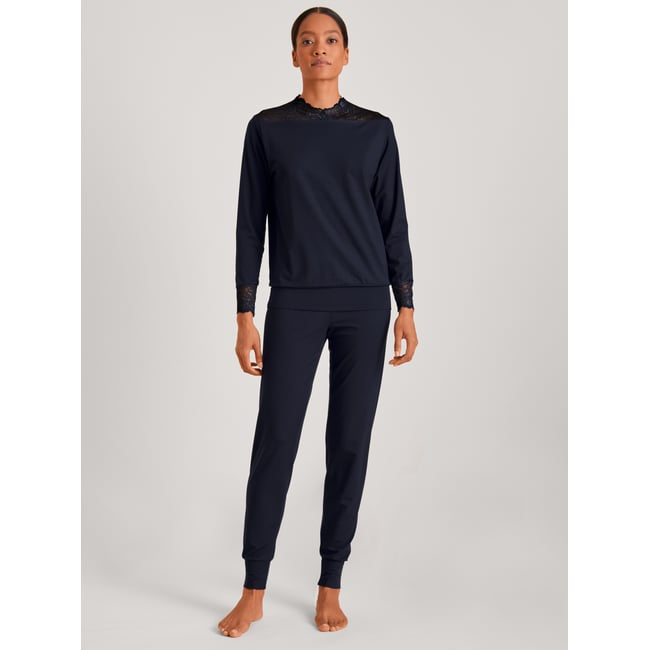 Pyjama avec bords élastiques manches longues Modal ELEGANT DREAMS bleu lapis foncé <span itemprop=