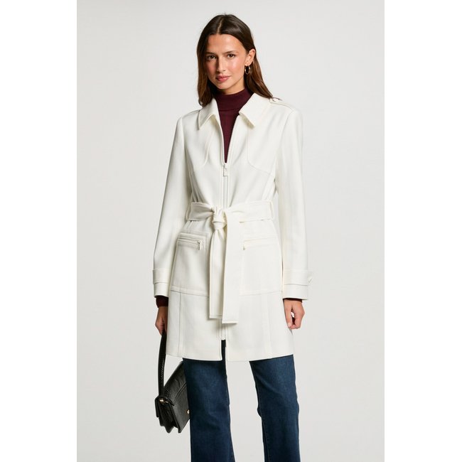 Manteau long zippé blanc <span itemprop=