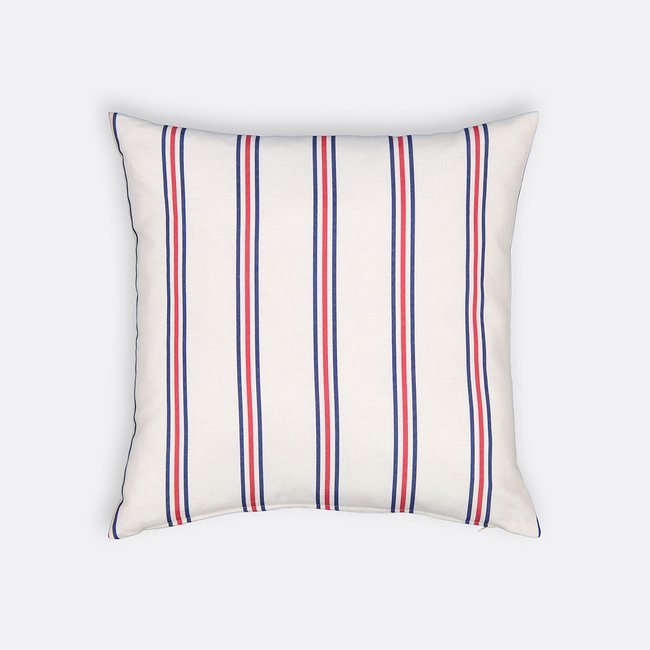 Gestreiftes Outdoor-Kissen Aline blau/weiss/rot <span itemprop=