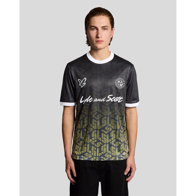 Maillot de football ombré emblème noir jais <span itemprop=