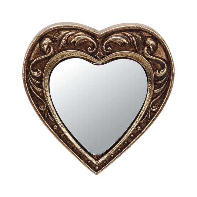 Mini miroir coeur 7.5x7.7cm Couleur or <span itemprop=