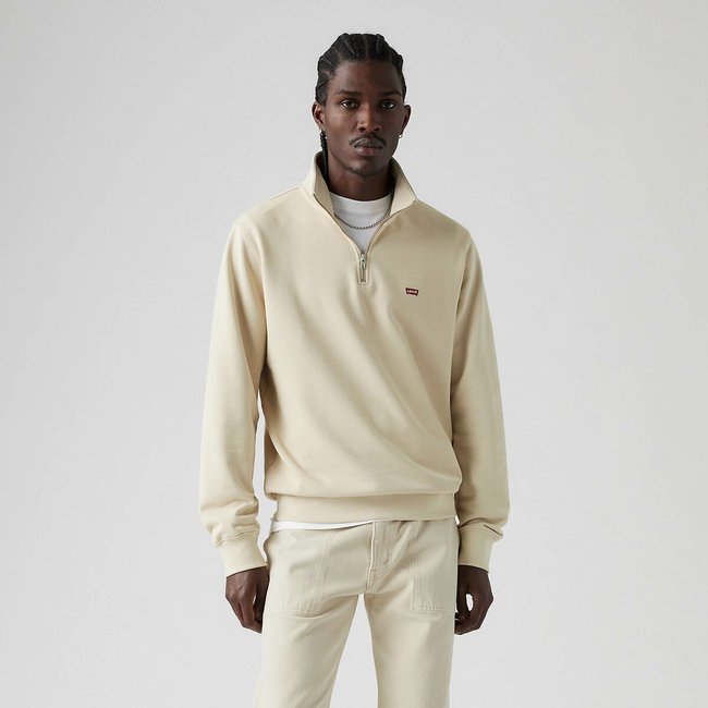 Embroidered Logo Cotton Sweatshirt with Half Zip - LEVI'S
