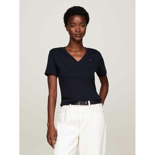 T-shirt com decote em V, mangas curtas - TOMMY HILFIGER