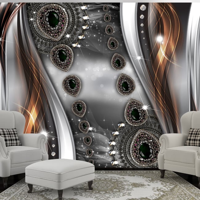Papier peint intissé panoramique Abstractions Abstract & jewelry Couleur orange / cuivré <span itemprop=