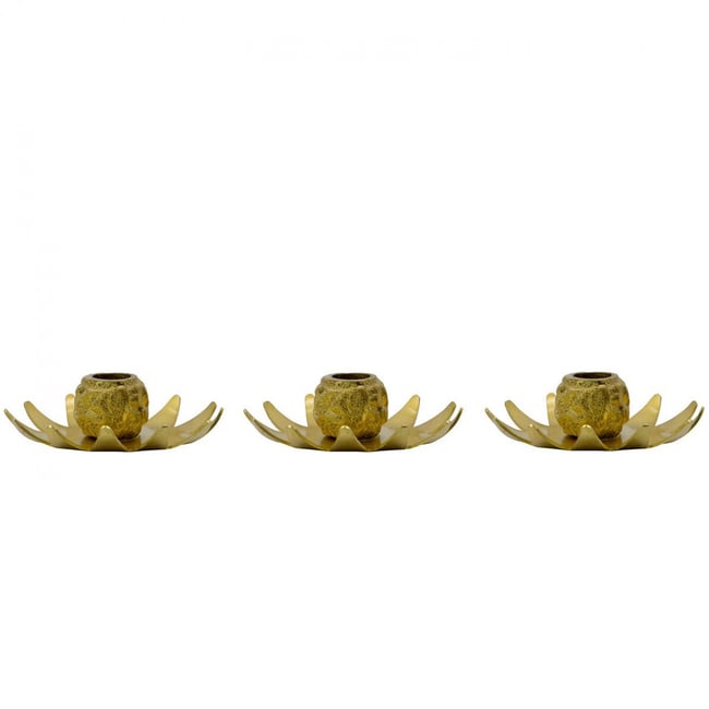 Lot de 3 bougeoirs en laiton Starry Couleur or <span itemprop=