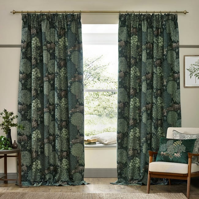 The Brook Jacquard Pencil Pleat Curtains - MORRIS & CO.