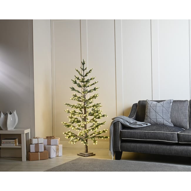 180cm Snowy Twig Christmas Tree with LED Lights, green, SO'HOME