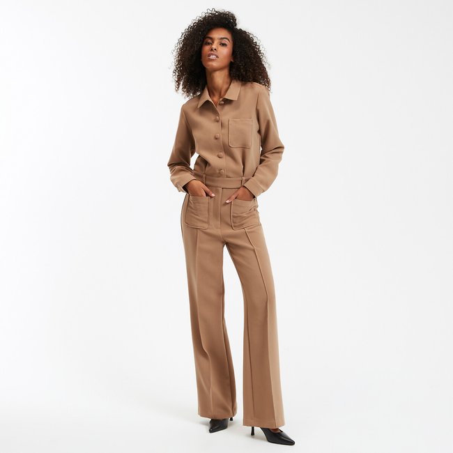 Long Sleeve Jumpsuit, beige, LA REDOUTE COLLECTIONS