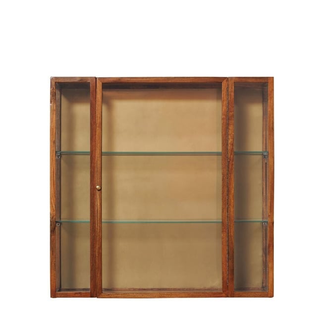 Vitrine murale en bois AZARIA Couleur bois fonce <span itemprop=