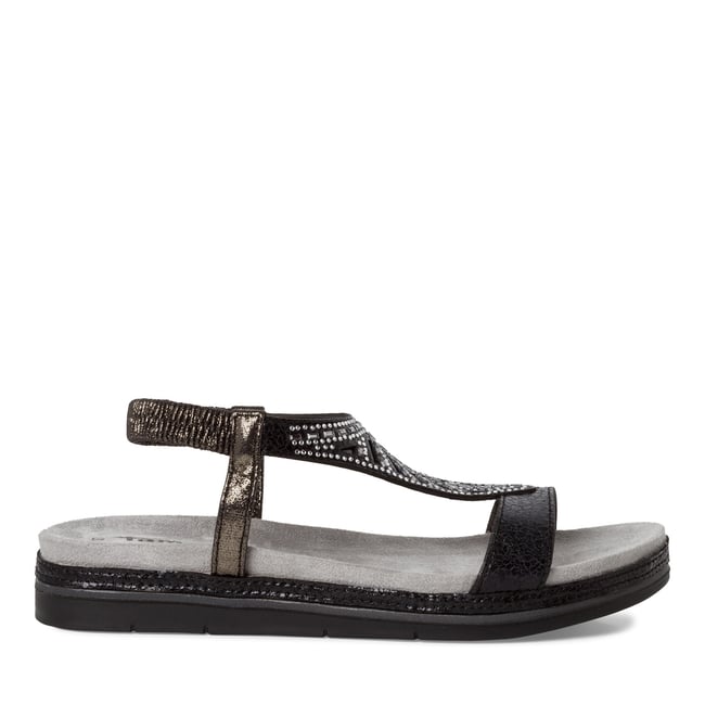 Sandales Tamaris Taille 38 Noir Velours - Talon Haut 7 Cm Comme Neuves - Style Escarpins