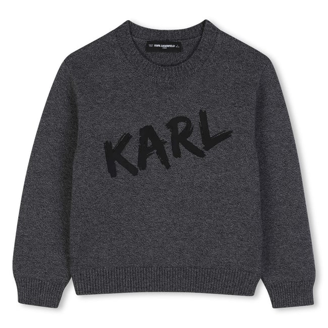 Pull manches longues gris fonce chine <span itemprop=