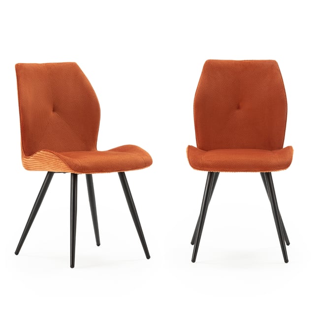 Lot de 2 chaises en tissu avec pieds en métal noir L45 cm - ADAYA - CALICOSY